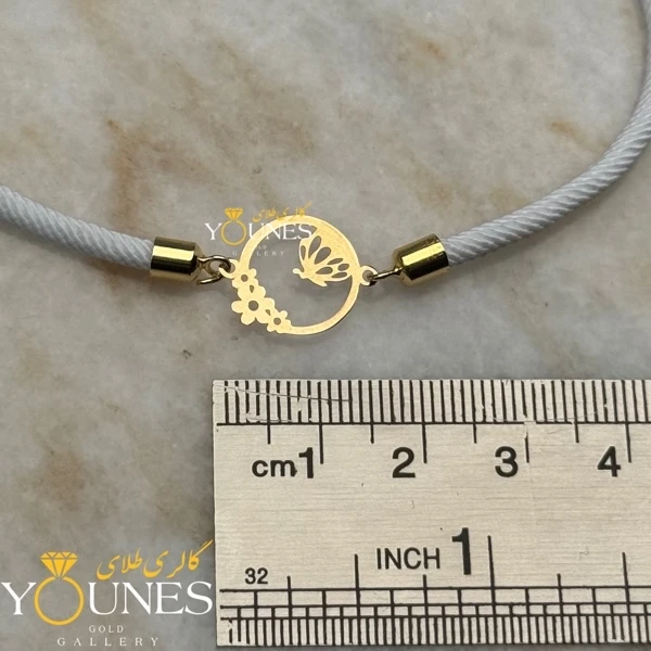 دستبند گل و پروانه طلا لیزری